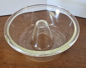 Vintage Glass Bundt Pan / Cake Plate, Glasbake ovenware, raised feet for inversed cooling with ridged base, excellent for baking!