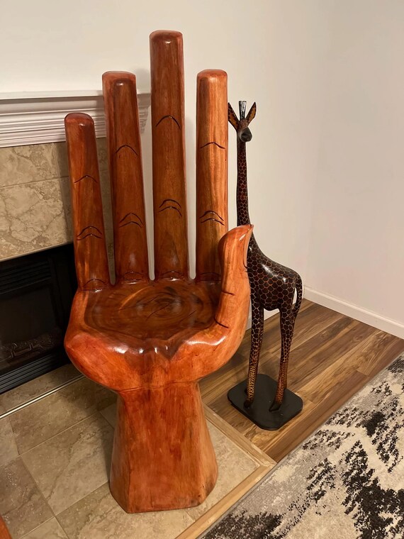 Handcrafted Large Wooden Hand shaped Chair Stained Unique Functional Sculpture Conversation Piece for Home or Office Etsy