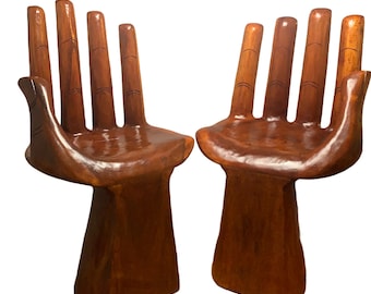 Silla de madera tallada a mano - Decoración rústica bohemia