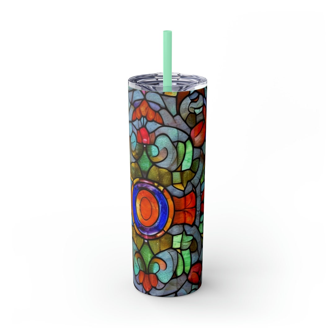 Stained Glass Matte Skinny Tumbler With Straw, 20oz - Etsy