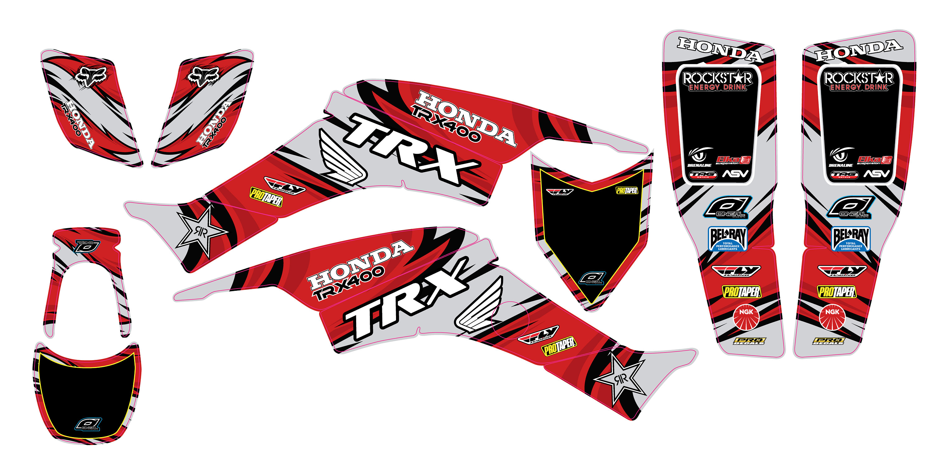 Fits Honda TRX 400 1999 to 2007 Graphic Kit Trx400ex Stickers Decal Kit ...