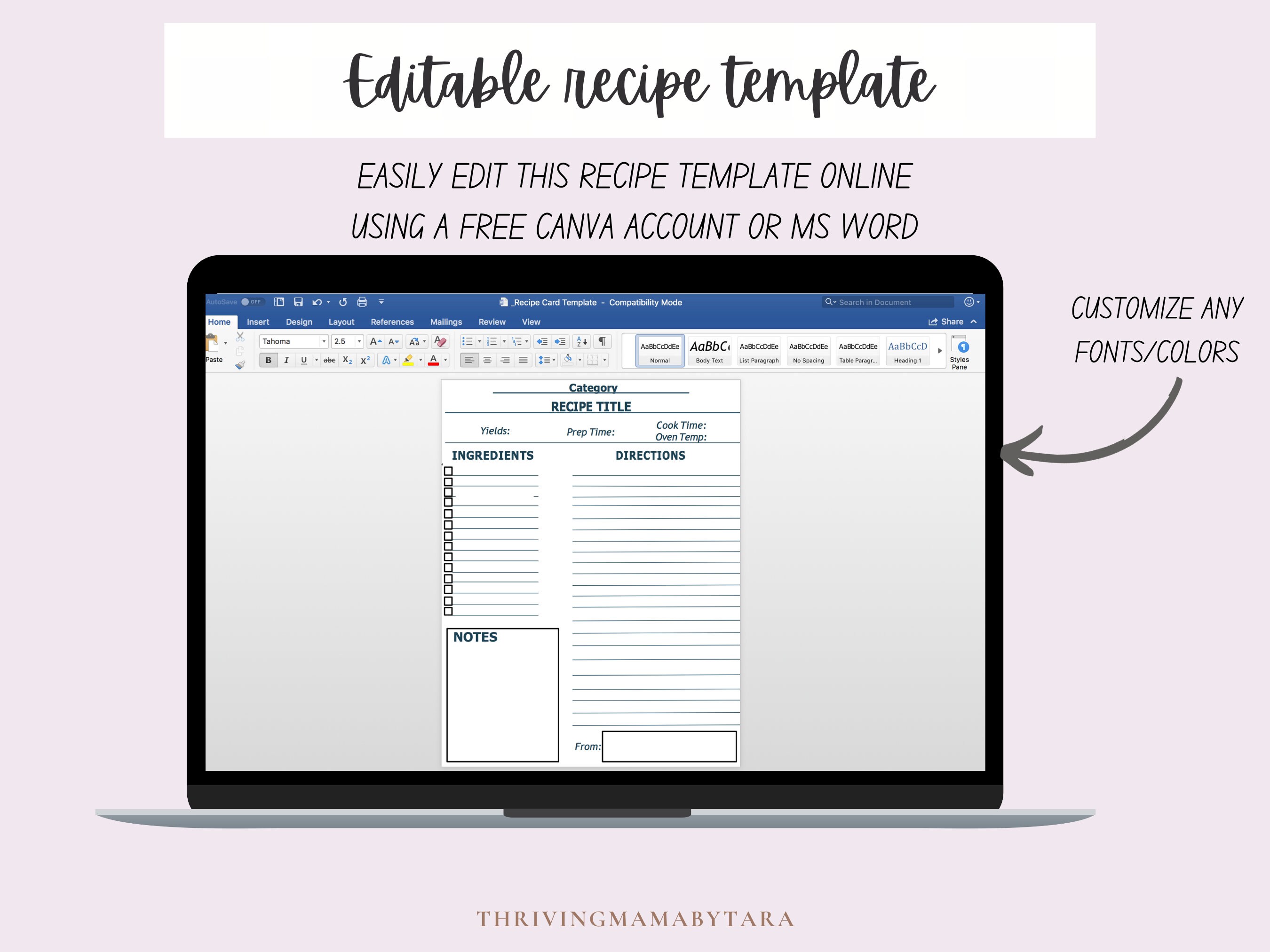Editable Recipe Template: Printable Cookbook Pages(fillable PDF) - Etsy