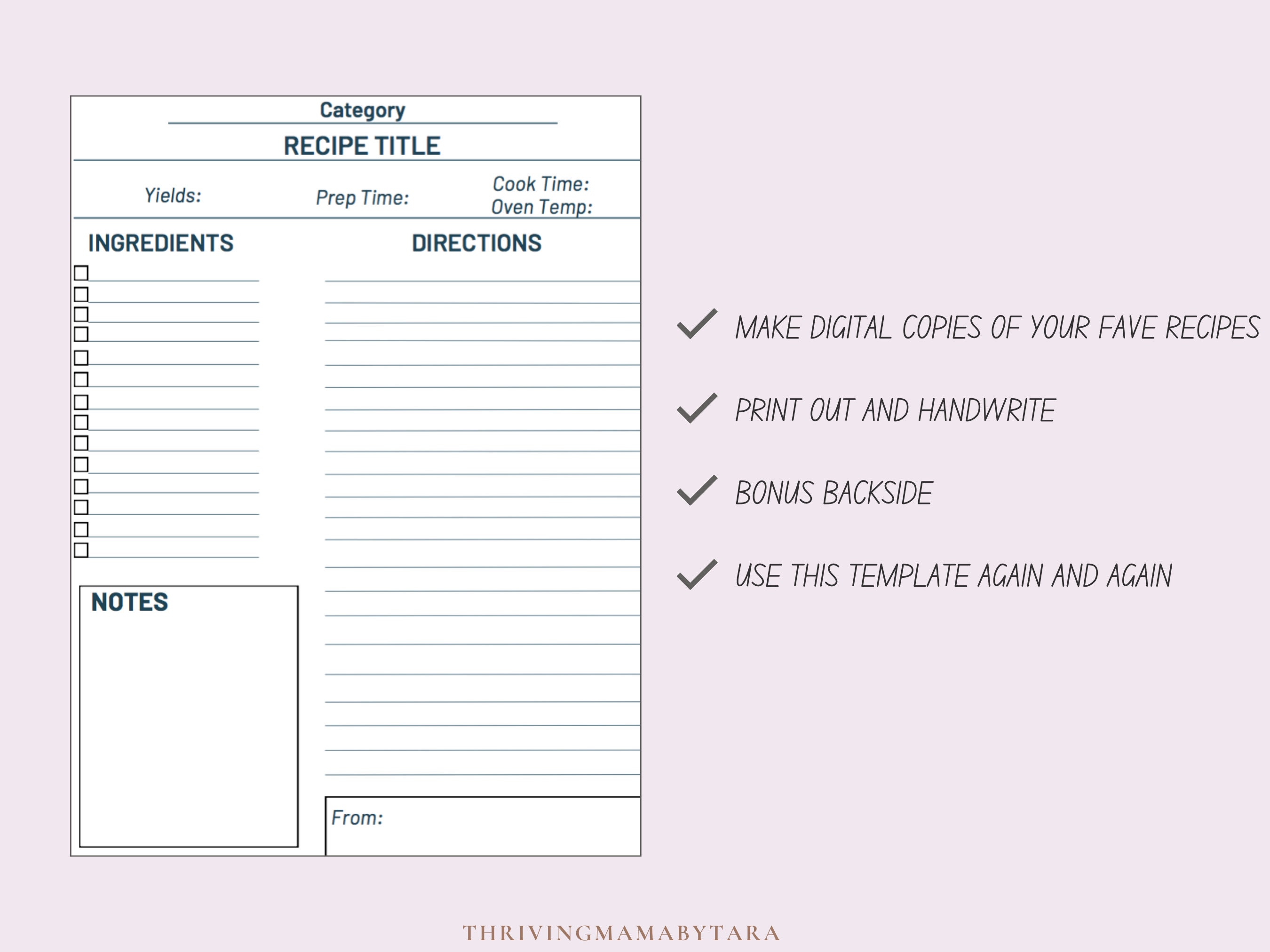 Editable Recipe Template: Printable Cookbook Pages(fillable PDF) - Etsy