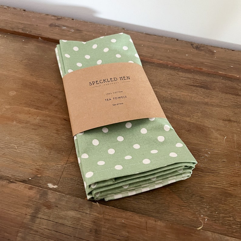 Tea Towel, Set of Two, 100 Cotton Tea Towels, Gingham and Spot Kitchen