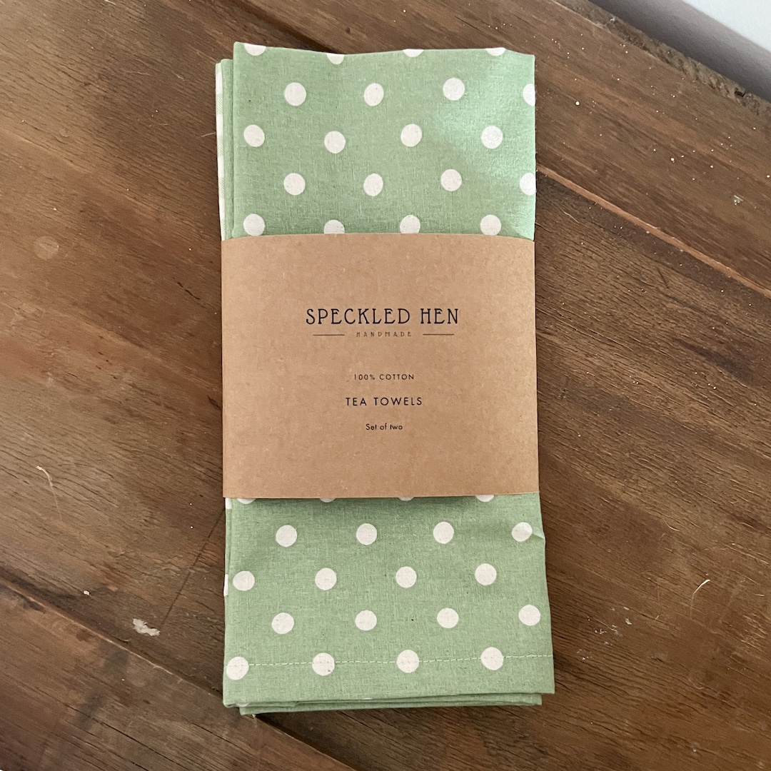 Tea Towel, Set of Two, 100 Cotton Tea Towels, Gingham and Spot Kitchen