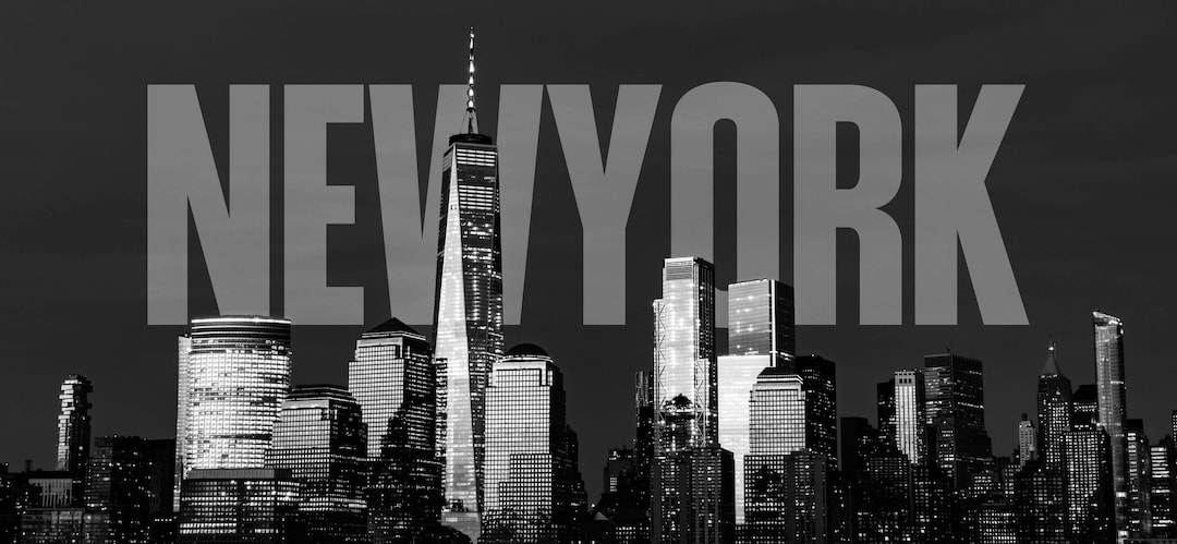 New York Skyline Matte Canvas, Stretched, 1.25, Black and White Art ...