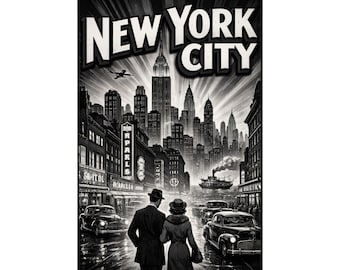 Vintage New York City Skyline Poster | Matte Vertical Poster
