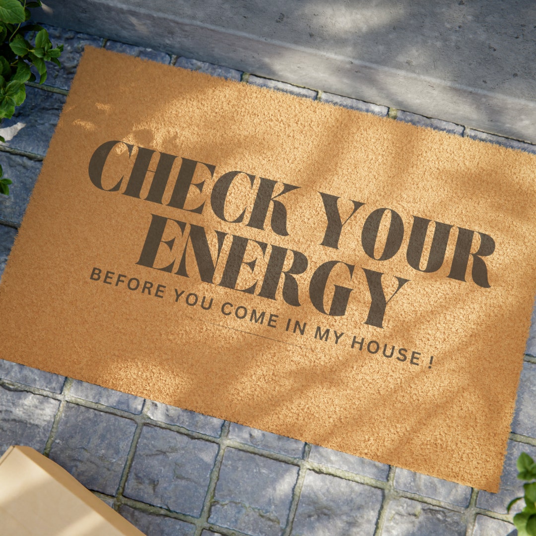Check Your Energy at the Door, Evil Eye Doormat, Mat, Funny
