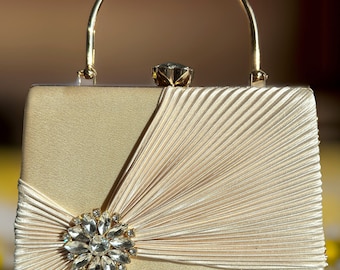 Satin Pleated bag, Evening clutch, Flower Brooch Bag, Partywear, Wedding  wear, Clutches, Purses, Satin bag, Brooch, Designer bag, Clutch bag