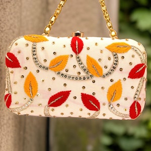 Embroidered Clutch Purses, Clutch purse, Designer Clutch, Party Wear, Evening Wear, Embroidered Purses,  Festive Wear, Metal Clutch Purse,