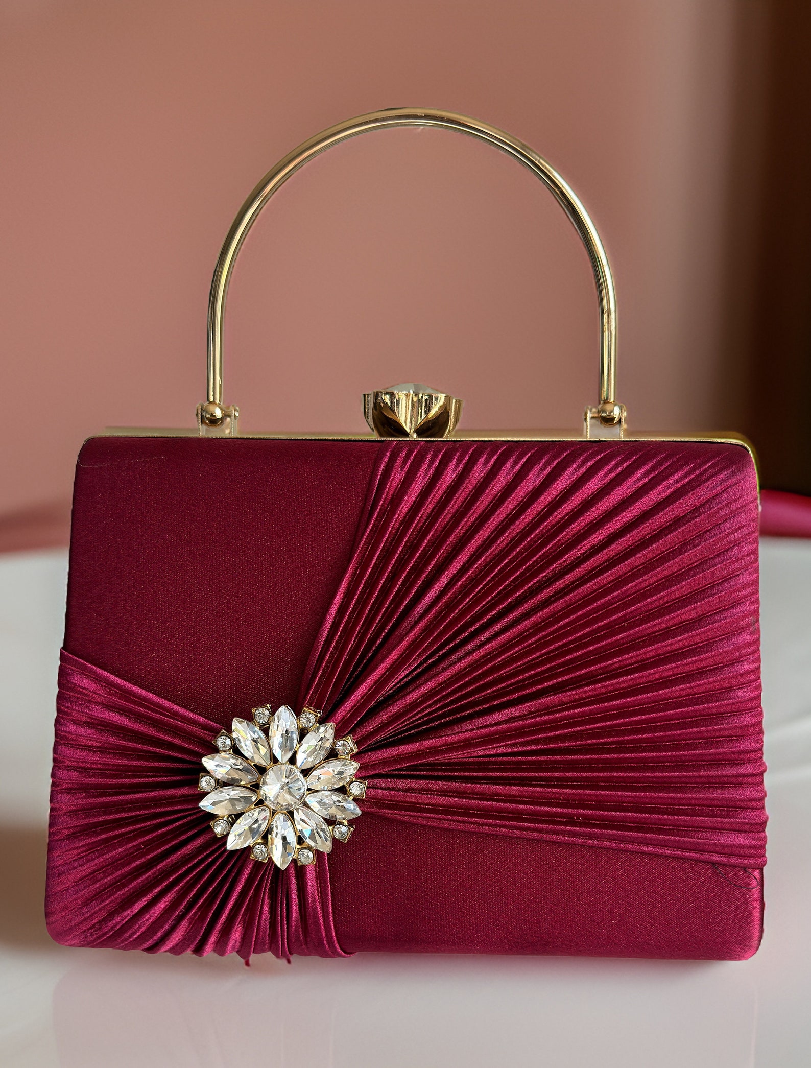 Phoebe | Women’s Pleated Satin Clutch Bag