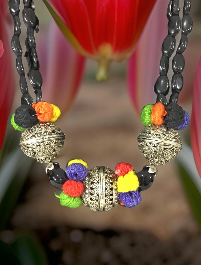 White - Navratri Special! Antique Finish Oxidised German Silver Cuff Bracelet (Adjustable)