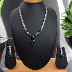 Emerald CZ Pendant Pendant necklace Diamond necklace Cubic Zirconia Necklace Diamond pendant White pendant Delicate necklace Cocktail wear