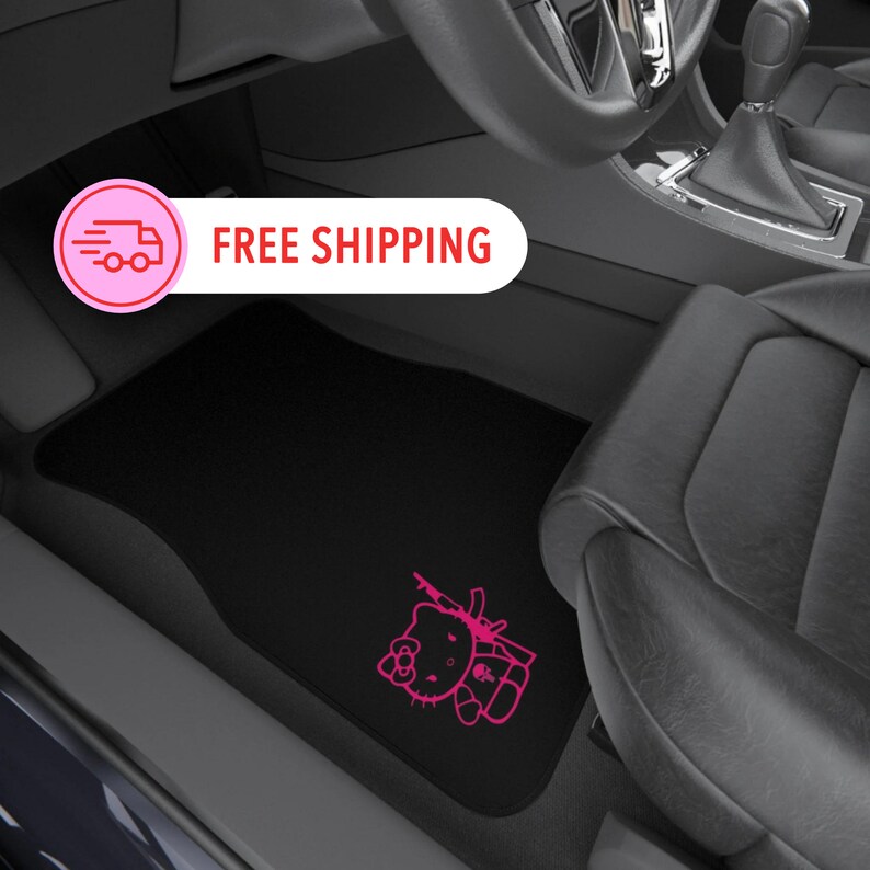 Kitty Car Mats 2x Front, Gift for Her, Car Accessories, Car Decor
