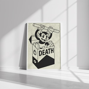 Retro Cartoon Devil Poster – Fun Vintage-Style Cigarette Box Print | Fun Character Wall Art | Playful Pop Art Decor