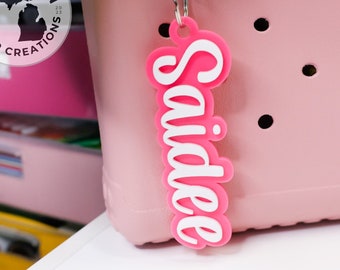 Name Keychain, Personalized Acrylic Keychain, Backpack name Keychain, 3D name tag, Custom tag, acrylic name tag, bogg bag name tag