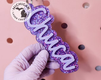 Custom Keychain, Personalized Acrylic Keychain, Backpack name Keychain, 3D name tag, Custom tag, acrylic name tag, Bogg bag name tag