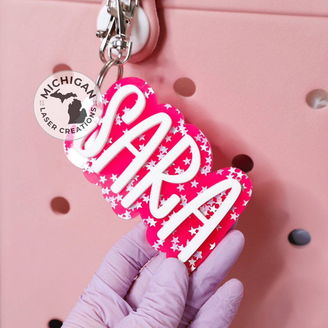 Custom Keychain, Personalized Acrylic Keychain, Backpack Name Keychain ...