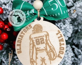 Custom Engraved Football Player Ornaments, Football Player Ornament, Engraved Ornament, Football Coach Ornament, Christmas Gift Personalized