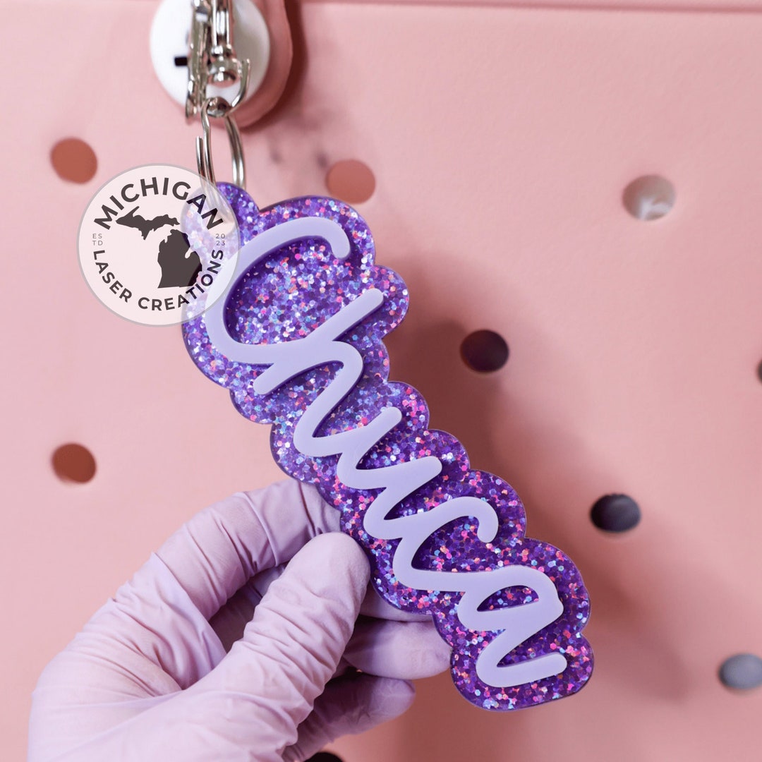 Custom Keychain, Personalized Acrylic Keychain, Backpack Name Keychain ...