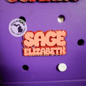 Name Bogg Bag Bit, Girly Bogg charm, bogg bag name tag, Bogg bag pop in, bogg bag bit, pop in, bogg bit, Name Bogg Charm, Custom Bogg Bag