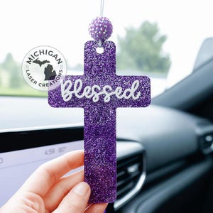 Blessed Rearview Mirror Charm, Car Charm, Cross Car Charm, Car Charms, Christian Car Charms, Hanging Car Charm, Christian girl gifts