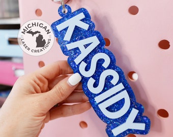 Custom Keychain, Personalized Acrylic Keychain, Backpack name Keychain, 3D name tag, Custom tag, acrylic name tag, Bogg bag name tag