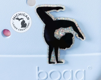 Gymnastics Bogg Bag Tag, bogg bag name tag, Bogg bag pop in, bogg bag bit, gymnastics charm, tumbling girl pop in, gymnastics bogg bit