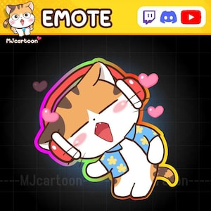Animated Twitch | Discord Emote,Cute Cat Dancing Glow Light |GIF| For Streamers , Youtube - Instant Download/Ready to Use(transparent)