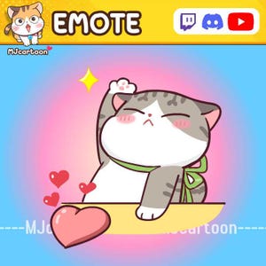 Cute animated cat hitting heart button For Twitch, Youtube, Discord