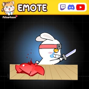 Animated Twitch Emote, Sad Bunny Ninja Emote, Cry Emote, Cute Emote, broken heart Emote, Animal Emote, Ready to Use(transparent)