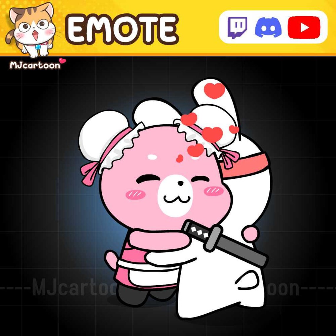 Animated Twitch Emote, Kiss and Kiss Emote, Cute Emote, for Streamers