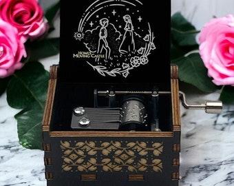 Howl's Moving Castle Box Music Box, Handcrafted Engraved Collectible Studio Ghibli Japanese Anime Melody Perfect Unique Wooden Gift Present