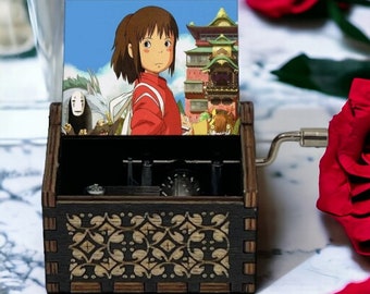 Spirited Away Music Box, Handcrafted Engraved Collectible Studio Ghibli Japanese Anime Melody Box Limited Perfect Unique Wooden Gift Present