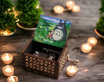 Totoro Music Box, My Neighbor Totoro Handcrafted Engraved Collectible Studio Ghibli Japanese Anime Melody Perfect Unique Wooden Gift Present