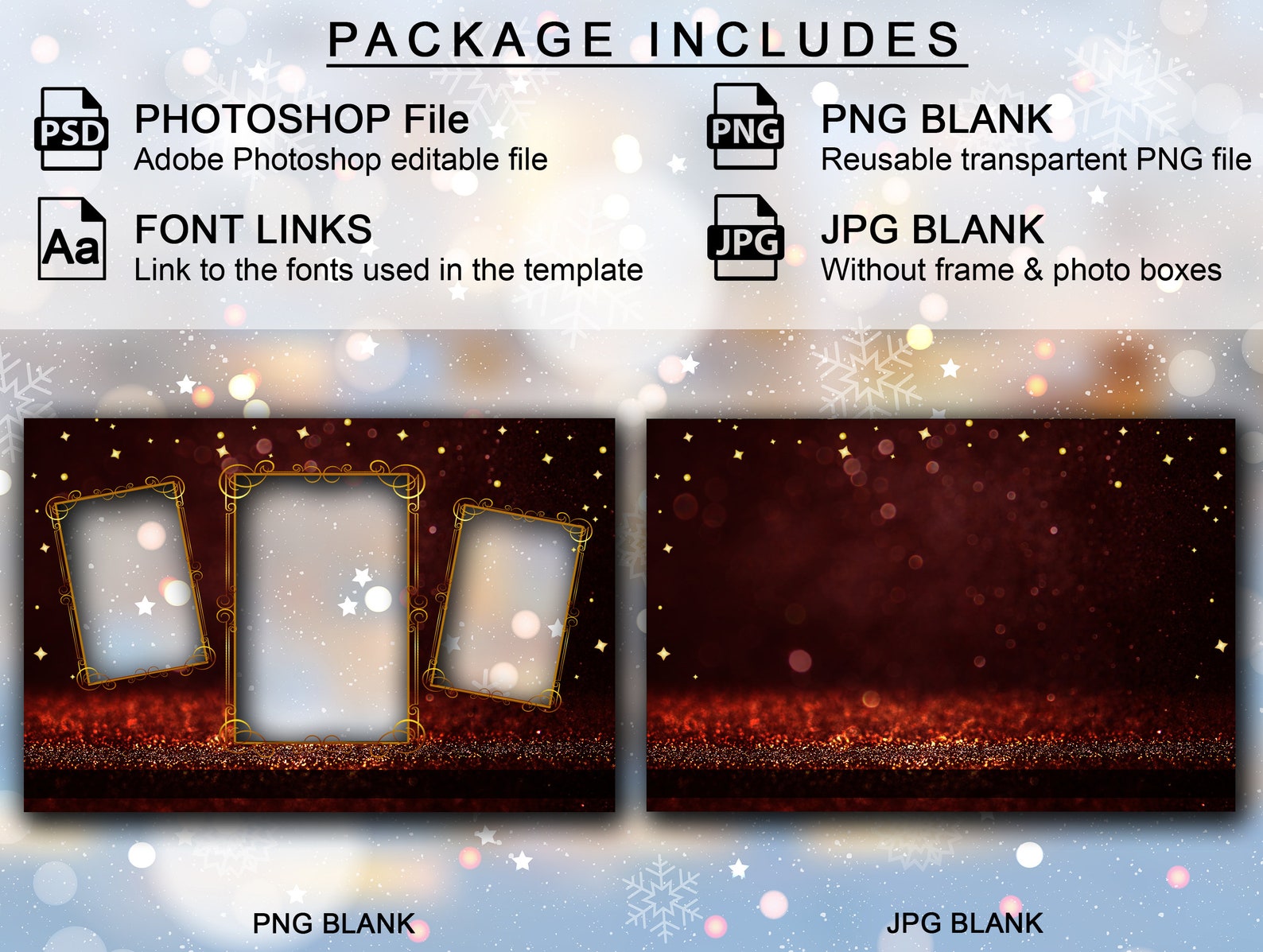 New Year Photo Booth Template, Holiday Photo Booth Template, 4x6 Selfie