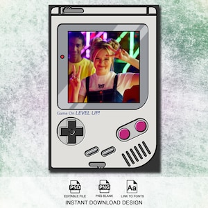 Arcade Party Photo Booth Template, Game Boy Video Game Party Photo Booth Template, 4x6, Game Night Photo Booth Overlay, Retro Themed Party