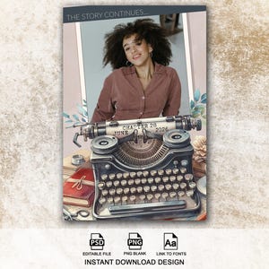 Vintage Overlay, Birthday Booth Template, 4x6, Adventure Themed Party, Wedding Overlay, Baby Shower Photobooth, Typewriter