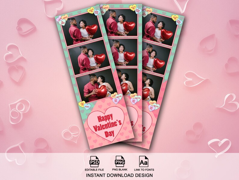 Heart Photo Booth Example Sweethearts Candy Valentine's Day Photo Booth Template, Valentine's Day ...