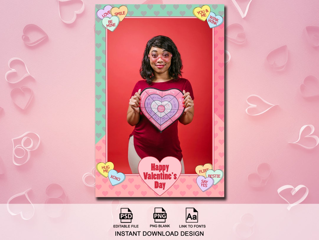 Heart Photo Booth Example Sweethearts Candy Valentine's Day Photo Booth Template, Valentine's Day ...