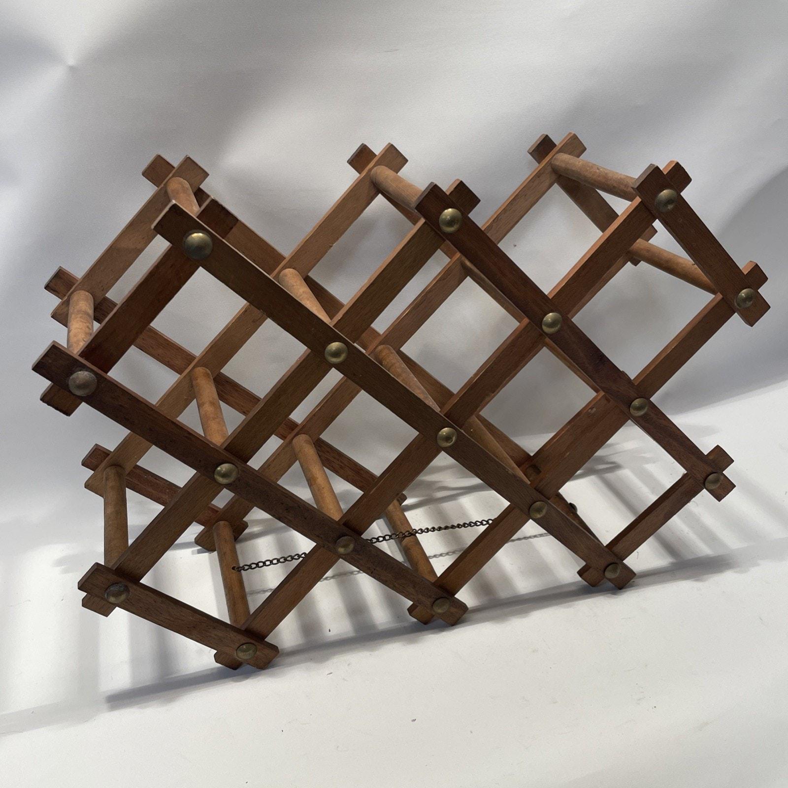 VintageWood & Brass Casier à bouteilles extensible pour table, 8 porte-bouteilles extensibles