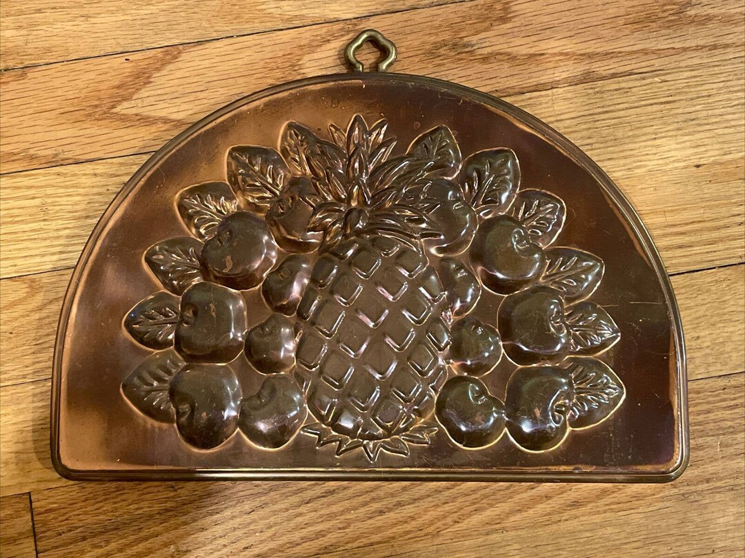 Vintage ODI Copper Jello Mold Pan Pineapple Half Circle / Board Hanging