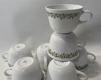 Taza de café o té vintage Corelle Spring Blossom/Crazy Daisy Green