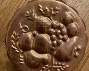 Molde para pastel de gelatina de fruta de cobre, decoración de cocina para colgar en la pared, peras y piña