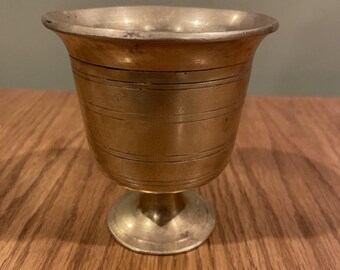 Mortero de boticario pesado de latón macizo, para farmacia, laboratorio, especias, cocina, 5"