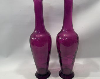 Jarrón decorativo de vidrio soplado con amatista morada retro