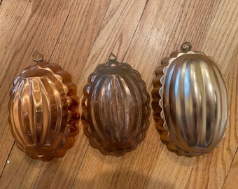 Molde de cobre con forma de concha Revereware ODI Vtg Farmhouse para colgar en la pared, decoración para tartas de gelatina, 3 piezas