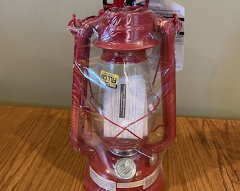 Kerosene Oil Lantern Red Glass Globe Outdoor Hurricane WeatherRite New
