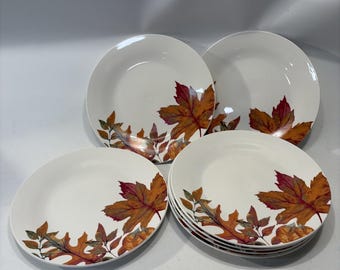 Juego de 4 platos llanos Royal Norfolk Autumn Leaves, color marrón - S2 - 10.5