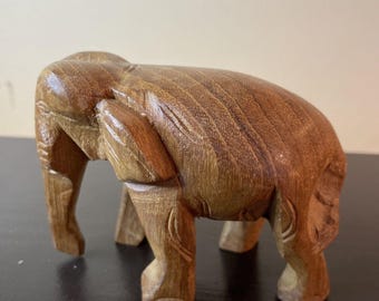ヴィンテージ木製象の像 手彫り 牙なし - Etsy 日本